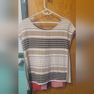 Ace & Jig Beige and Black Striped Blouse/Tunic - Size Large